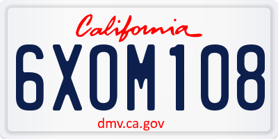 CA license plate 6XOM108
