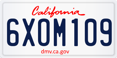 CA license plate 6XOM109