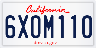 CA license plate 6XOM110