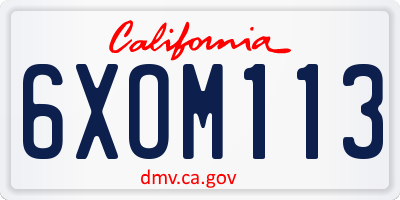 CA license plate 6XOM113