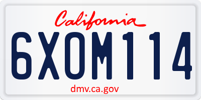CA license plate 6XOM114