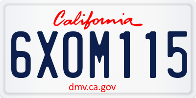 CA license plate 6XOM115