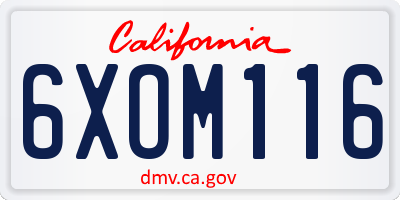 CA license plate 6XOM116