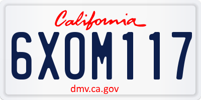 CA license plate 6XOM117
