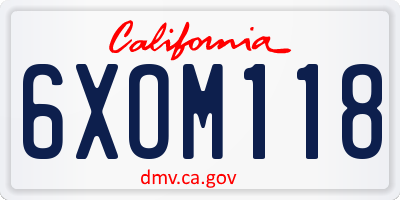CA license plate 6XOM118