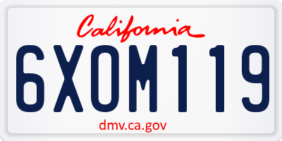 CA license plate 6XOM119