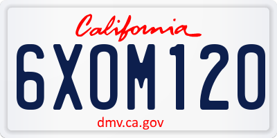 CA license plate 6XOM120