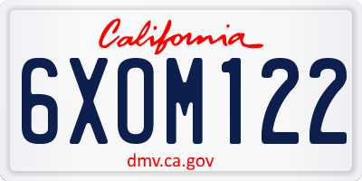 CA license plate 6XOM122