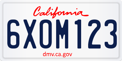 CA license plate 6XOM123