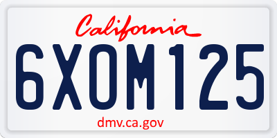 CA license plate 6XOM125