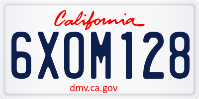 CA license plate 6XOM128