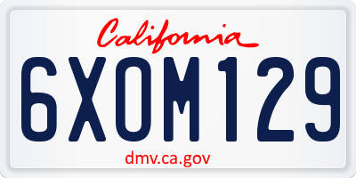 CA license plate 6XOM129