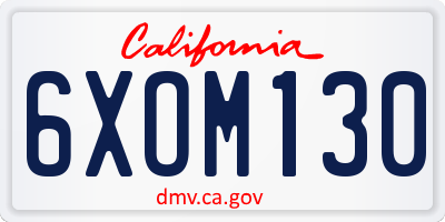 CA license plate 6XOM130