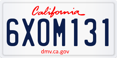CA license plate 6XOM131