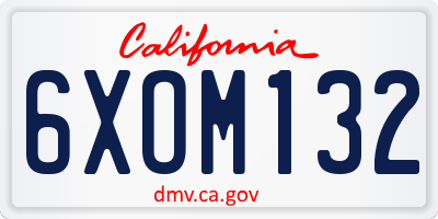 CA license plate 6XOM132
