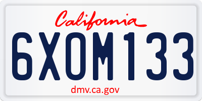 CA license plate 6XOM133