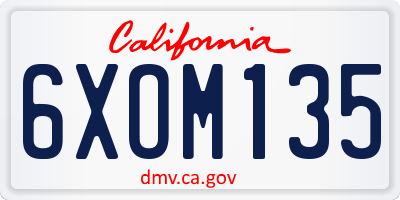 CA license plate 6XOM135