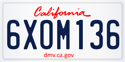 CA license plate 6XOM136