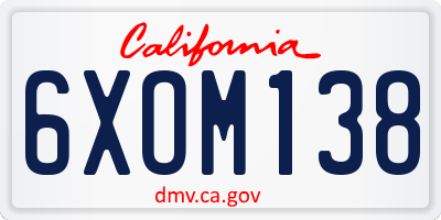 CA license plate 6XOM138