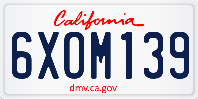 CA license plate 6XOM139