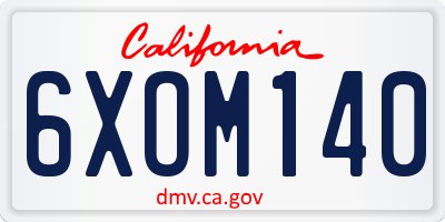 CA license plate 6XOM140