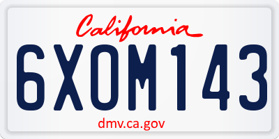 CA license plate 6XOM143