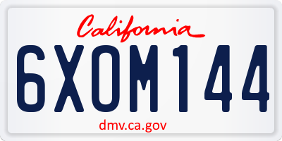 CA license plate 6XOM144