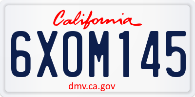 CA license plate 6XOM145