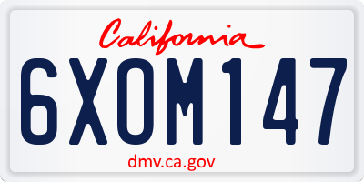 CA license plate 6XOM147