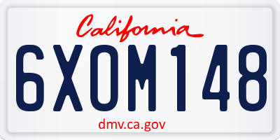 CA license plate 6XOM148