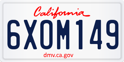 CA license plate 6XOM149