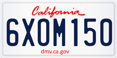 CA license plate 6XOM150