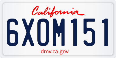 CA license plate 6XOM151