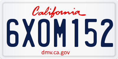 CA license plate 6XOM152