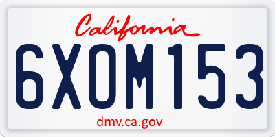 CA license plate 6XOM153
