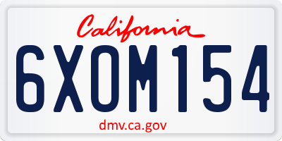 CA license plate 6XOM154