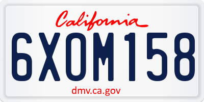 CA license plate 6XOM158