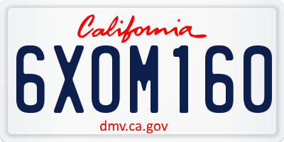 CA license plate 6XOM160