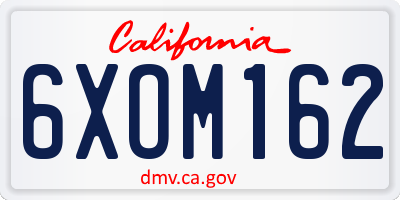 CA license plate 6XOM162