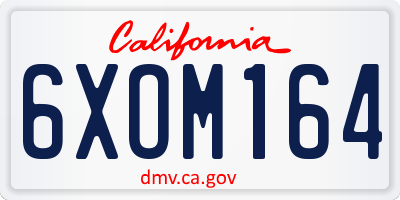 CA license plate 6XOM164
