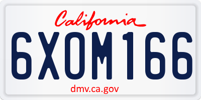 CA license plate 6XOM166