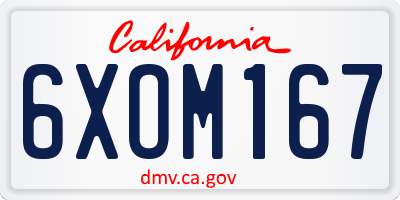 CA license plate 6XOM167
