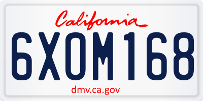CA license plate 6XOM168