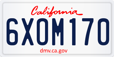 CA license plate 6XOM170