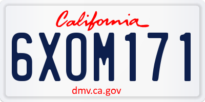 CA license plate 6XOM171