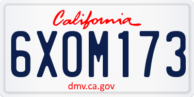 CA license plate 6XOM173