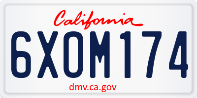 CA license plate 6XOM174