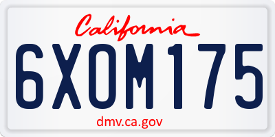 CA license plate 6XOM175