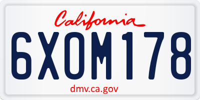 CA license plate 6XOM178