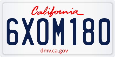 CA license plate 6XOM180